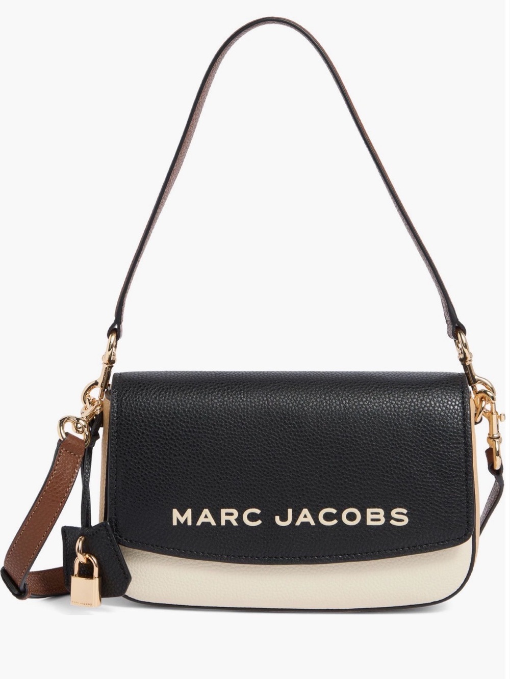 Marc Jacobs Two-Tone Cream and Black Crossbody Bag with Gold Accents